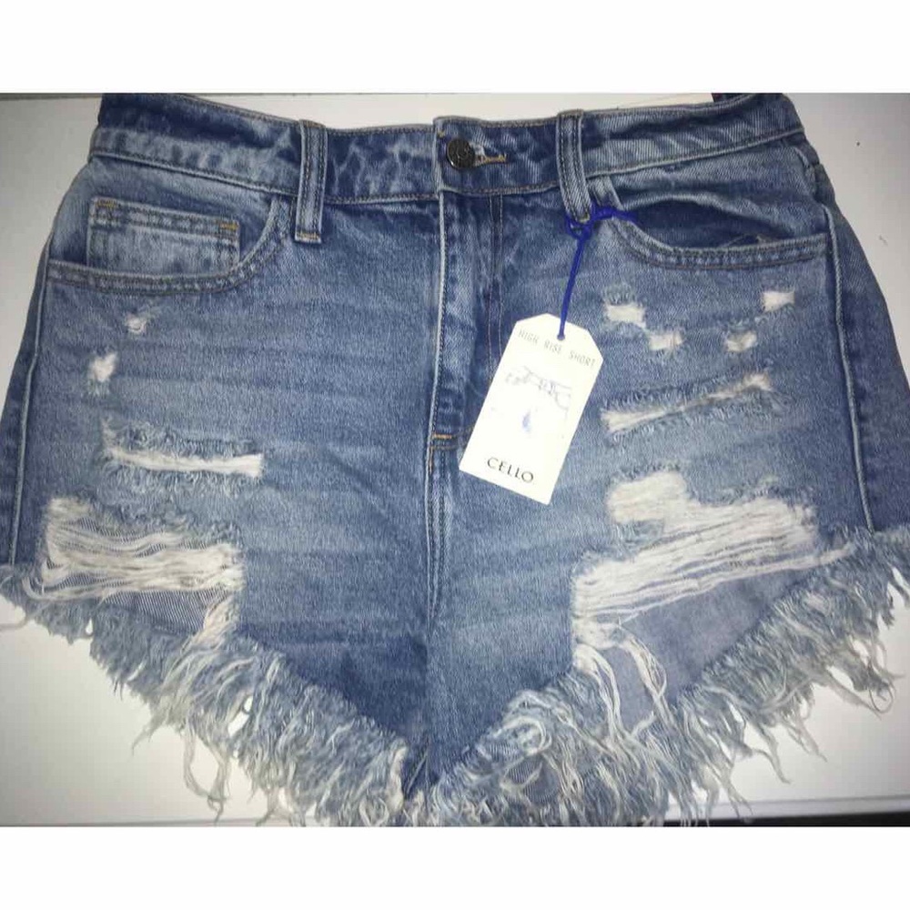 Distressed Denim High Waisted Shorts